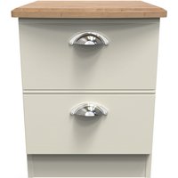 Victoria Ready Assembled 2 Drawer Bedside Cabinet - Cream Ash & Riviera Oak