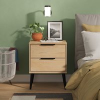 Hong Kong Ready Assembled 2 Drawer Bedside Cabinet - Nebraska Oak