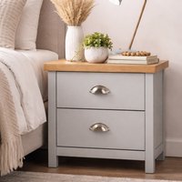 Bedside Table with 2 Drawer - Grey