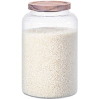 Eden & Willow Ribbed Wide Mouth Glass Storage Jar with Acacia Lid - Clear / 3l
