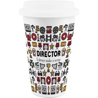 Novelty Film Director Ceramic Travel Mug - Reusable Drinks Cup Gift - White