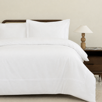TEMU 300 100% Cotton Duvet Cover Set - White Baratta Stitched Embroidered Bedding Set With Pillowcase, Soft Sateen Quilt Cover, Button Closure