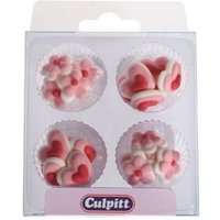 Pack of 24 Mini Pink Hearts and Flowers Sugar Pipings