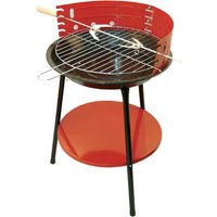 14" Round Garden Barbecue BBQ with Wind Shield Shelf - Red