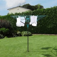 JVL 4 Arm Powder Coated Steel Rotary Airer - 50m Drying Space - Charcoal