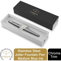 Parker Jotter Medium Nib Original SS Fountain Pen with Gift Box - 5cm