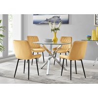 Selina Dining Table with Four Pesaro Black Leg Chairs - Mustard