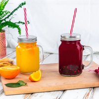 Mason Drinking Jar Glasses with Straws - Clear / 0.45l