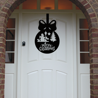 Snowman Bauble Front Door Sign - Black