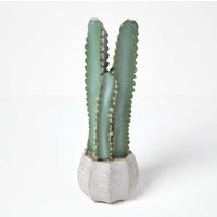 Homescapes Hylcocereus Artificial Cactus In Decorative Stone Pot, 49 cm Tall - Green