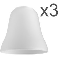 3 Pack Bell Shaped White Frosted Glass Replacement Shades - White