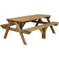 Fortem Rounded Pub Style Picnic Table Benches Set - Rustic brown / 240cm