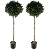 Pair of Buxus Ball Artificial Tree UV Resistant Outdoor Topiary - Boxwood Ball UV