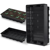 Pack Of 5 Reusable Seed Gravel Trays Seedling Starter Tray Flower Herb 37x23cm - Black / 1
