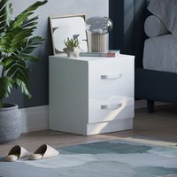 Hulio 2 Drawer High Gloss Bedside Table Chest Nightstand - White
