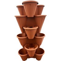 3 Strawberry Planters (Trio 3 Pot) Interconnecting Terracotta Planters - Terracotta