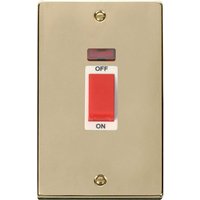 Polished Brass 2 Gang Size 45A Switch With Neon - White