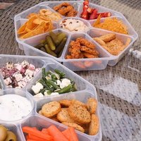 2x 8 Section Nibble Tray And Lid Clear Food Snack Serving Tray 30cm - Clear