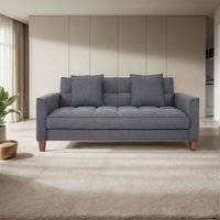 3 Seater Sofa Modern Fabric Sofa Couch Upholstered Sofa Settee - Grey