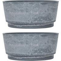 Caesar Marble Effect Bowl Planter Small - Grey / 2