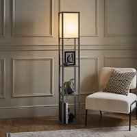 Struttura Shelving Unit Floor Lamp with Fabric Shade - Grey