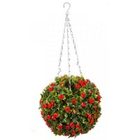 Red Rose Topiary Ball - Green,Red