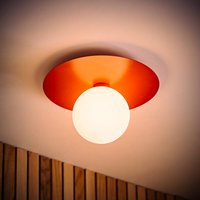 Darla Frosted Globe Bathroom Flush Ceiling Light - Rust / Yes