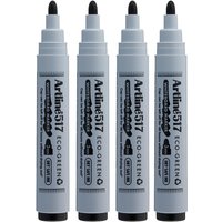 Artline Eco-Green Whiteboard Marker Dry Safe Pack of 4 - Bullet Nib - Black