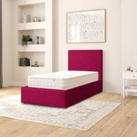 Garland Fabric Ottoman Storage Bed, Plush Velvet Fabric - Berry / Single