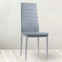 Set of 4 Grey Faux Leather Padded Chairs - Grey