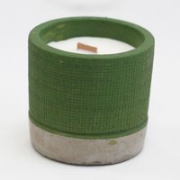 Sea Moss Herbs Wooden Wick Concrete Candle Eco Friendly Gift - Green