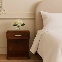 Solid Wood Chestnut T-Bar Rounded Bedside - Brown