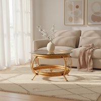 Mantis Gold Finish Bicycle Wheel Coffee Table - Gold