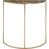 Vita Half Moon Console Table with Black Agate Top - Gold
