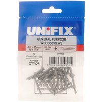 Unifix A2-304 St/St General Purpose Chippy Woodscrews 5.0 x 50mm - UB9STSTCHIPPY/060 - Box of 125 - Grey