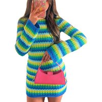 Striped Slim Fit Open Back Dress - Green / 80cm