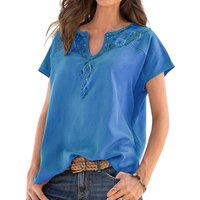 Bohemian Style V-Neck Summer Top - Blue / UK 12