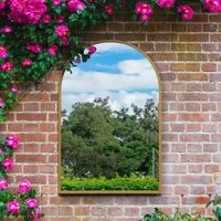 MirrorOutlet The Arcus Metal Framed Arched Garden Wall Mirror - Gold / 120cm