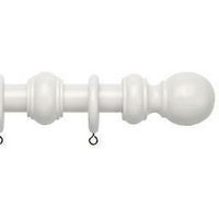 Complete Wooden Curtain Pole Set - White / 150cm