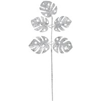 Artificial Monstera Leaf Spray - Silver Glitter