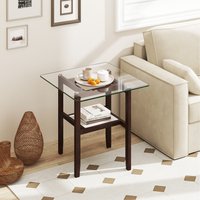 61CM Square Glass Side Table - Brown