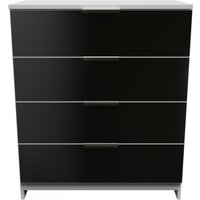Plymouth Ready Assembled 4 Drawer Chest - Black Gloss & White Matt