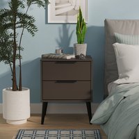 Hong Kong Ready Assembled 2 Drawer Bedside Cabinet - Graphite