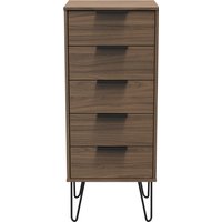 Hong Kong Ready Assembled 5 Drawer Bedside Cabinet - Carini Walnut