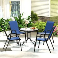 Outsunny Garden Furniture Set with Stackable Chairs - Blue