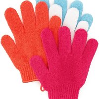 8 PCS Exfoliating Gloves with 1 Back Scrubber - white