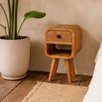 Cagliari Small Curve Natural Mango Wood Bedside Table - Brown