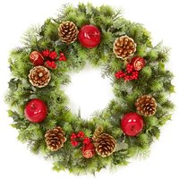 Apple And Pine Cone Wreath 45cm - Green
