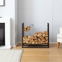 Neo Black Firewood Log Rack With Hooks - Black