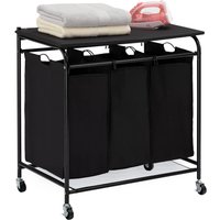Laundry Sorter Cart with Ironing Board - Black